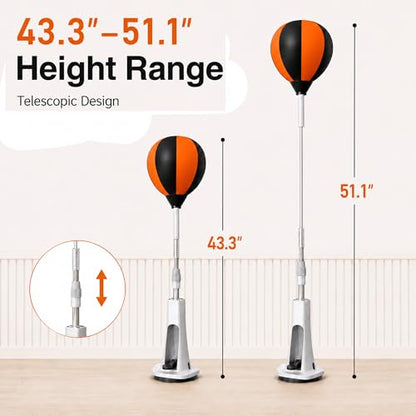 Boxing Reflex Bag with Stand, Adjustable Height Speed Reflex Punching Bag Boxing Reaction Ball for Home Gym Adults & Teens