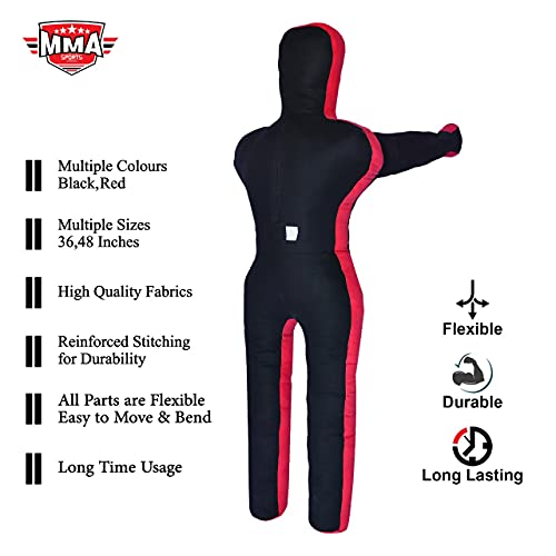 MMA Sports Brazilian JIU Jitsu Grappling Submission Throwing Dummy Punching Heavy Bag Kick Boxing Dummies UNFILLED - color: Black-1, size: 5ft, style: Standing