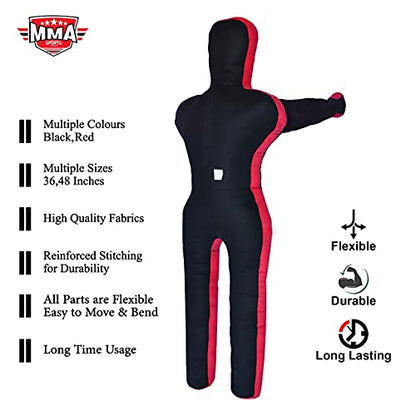 MMA Sports Brazilian JIU Jitsu Grappling Submission Throwing Dummy Punching Heavy Bag Kick Boxing Dummies UNFILLED - color: Black-1, size: 5ft, style: Standing