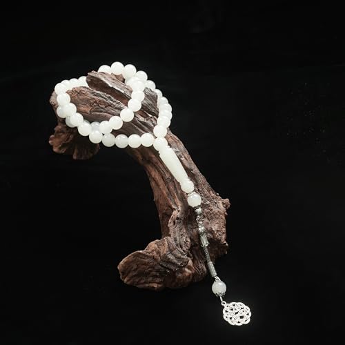 Prlemend Muslim Misbaha Rosary Islamic Acrylic 45Beads Masbaha White Prayer Tasbeeh Tasbih