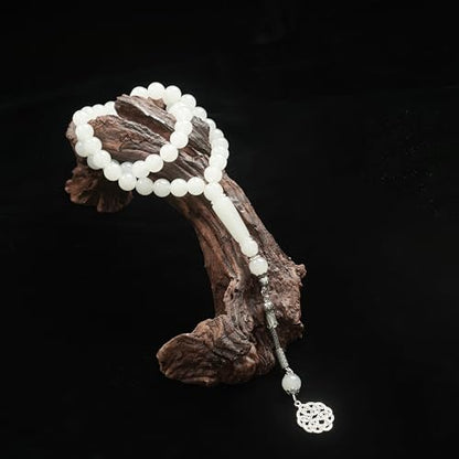 Prlemend Muslim Misbaha Rosary Islamic Acrylic 45Beads Masbaha White Prayer Tasbeeh Tasbih