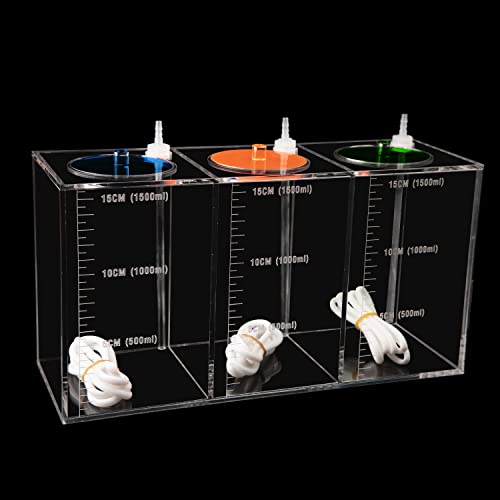 Aquarium Choice dosing Container dosing Liquid Container Storage Bucket Dosing Pump Reservoir Container with Three Separate Storage Rooms - size: 12.5*4.25*6.5 Inch;4500ml(Red Blue Green)