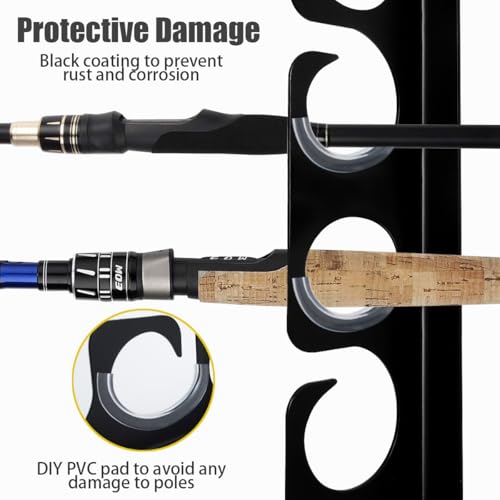 Wall or Ceiling Fishing Rod Storage Rack Vertical Horizontal Holder with 16 Capacity Fishing Rods Reels Mounted Roof Carrier Hooks Hanger for Garage Cabin and Basement Gear Accessories - style: Store 16 Rods
