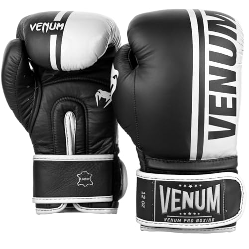 Venum Shield Pro Boxing Gloves - color: Black/White, size: 16oz, style: Hook and Loop