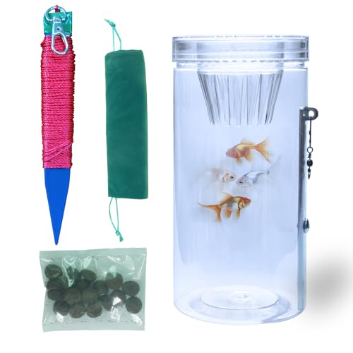 Portable and Plastic Aquarium Minnow&Small Fish Trap for Aquarium Children Fishing Outdoors,Durable Container Bait Trap Suitable for Fishing,Crab,Shrimp,Turtle - size: Medium