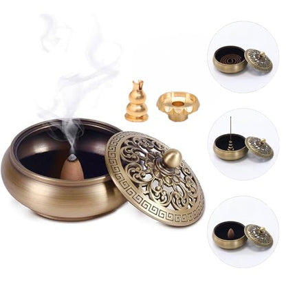 Incense Cone Holder, Pure Brass Incense Burner, Bakhoor Burner, Cone Incense Burner, Incense Holder for Bakhoor Sticks Coil Incense, Upgrade