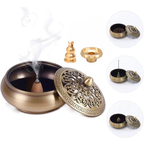 Incense Cone Holder, Pure Brass Incense Burner, Bakhoor Burner, Cone Incense Burner, Incense Holder for Bakhoor Sticks Coil Incense, Upgrade