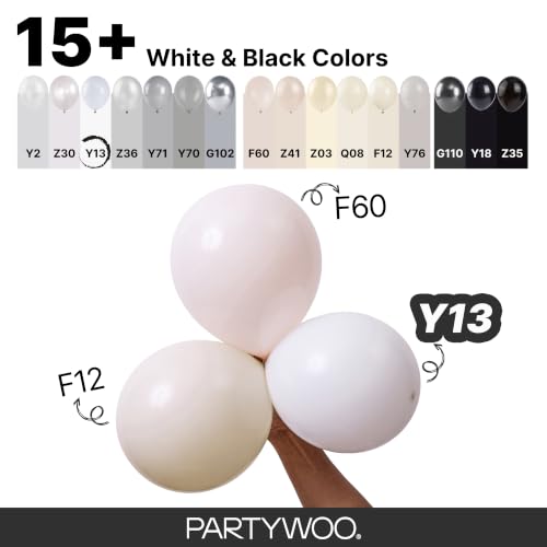 PartyWoo White Balloons 128pcs Matte White Latex Balloons Different Sizes - color: White-y13