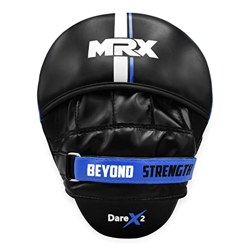 MRX Gel Tech Boxing Hook & Jab Pads MMA Focus Punching Mitts Training Thai Kick Strike Shield Curved Black/White - color: Black/Blue