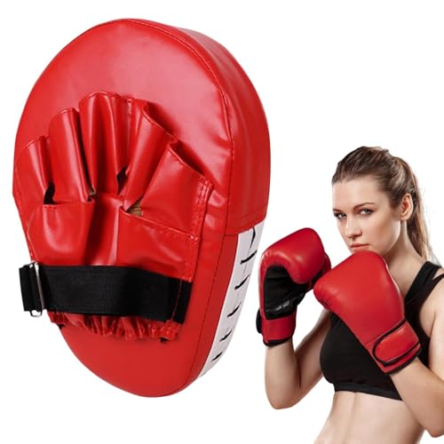 Boxing Pads Gloves Thick Adjustable Curved Focus Punching Mitts | Hand Target Training Hand Pads for Kickboxing Karate Thai - color: Red