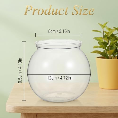 Mini Plastic Fish Bowl, 27 oz Decorative Fish Bowls Unbreakable Plastic Betta Fishes Tank Clear Round Desktop Vases Bowls for Home Decor, Centerpiece Vases, Candy, Party Favors