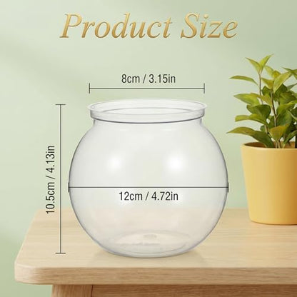 Mini Plastic Fish Bowl, 27 oz Decorative Fish Bowls Unbreakable Plastic Betta Fishes Tank Clear Round Desktop Vases Bowls for Home Decor, Centerpiece Vases, Candy, Party Favors