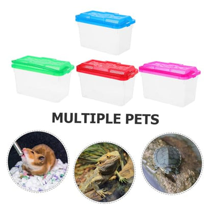YARNOW 4Pcs Miniature Handheld Aquarium Box for Small Pets Plastic Fish Breeding Container with Convenient Handle for Turtles Hamsters Reptiles and Small Fish