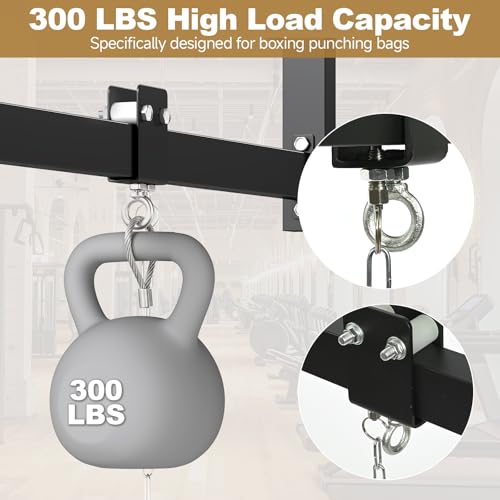 tonchean 42'' Long Sliding Track Wall Ceiling Mount Punching Bag Hanger | Heavy Bag Stand, Load-Bearing Capacity to 300 Lbs Heavy-Duty Sandbag Rack for Home Gym Mma Muay Thai