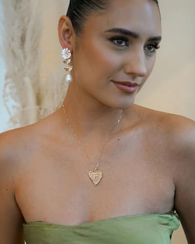 POTESSA 18K Gold Plated Pendant Necklace Medallion Coin Heart Y Shaped Chain Toggle Necklace for Women Jewelry - color: Gold Heart Medal
