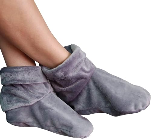 Mars Wellness Heated Microwavable Foot Booties - Microwavable Slippers - Herbal Hot/Cold Deep Penetrating Herbal Aromatherapy Wrap Warmer (Charcoal) - 2 Pack - color: Charcoal, size: Pack of 2