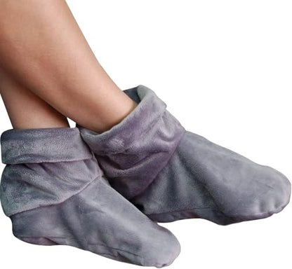 Mars Wellness Heated Microwavable Foot Booties - Microwavable Slippers - Herbal Hot/Cold Deep Penetrating Herbal Aromatherapy Wrap Warmer (Charcoal) - 2 Pack - color: Charcoal, size: Pack of 2