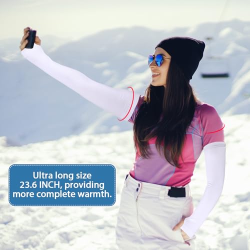 3 Pairs Sun Protection Arm Sleeves 23.6 Inch Long Fingerless Gloves for Women Cotton Arm Wrist Warmer with Thumb Hole - color: Black,light Gray, White