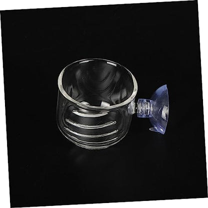2-Pack Glass Feeding Cup for Aquarium Fish Feeder Shrimp Eggs Food Aquarium Equipment Aquatic Supplies - size: L