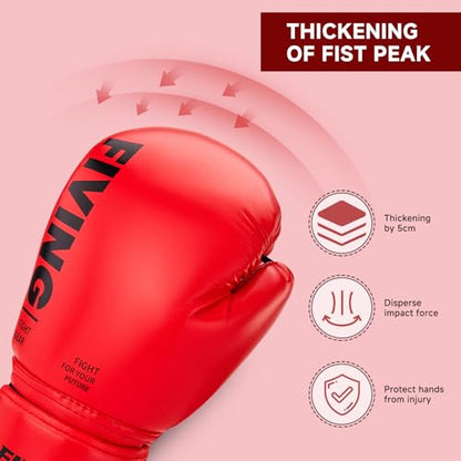 Kids Boxing Gloves, Youth Boxing Training Gloves for Kids Boys and Girls, 4oz & 6oz Fighting Gloves, Punching Bag Kickboxing Thai Mitts MMA Training Sparring Gloves - color: Red, size: 6oz