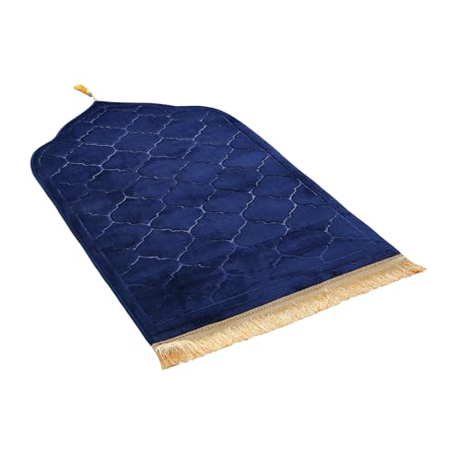 JE JOUE Prayer Rug Muslim Mat Islamic - Thickening Sponge Muslim Rug for Men Women Eid Travel Ramadan, Soft Luxury Great for Knees and Forehead （Blue） - color: Blue