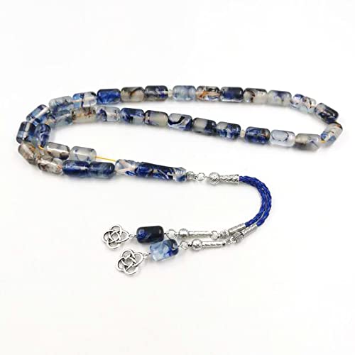 Tasbih Blue Luminous Resin Muslim misbaha 33 Beads Bracelet Islamic Accessories on Hand (16x10mm x 33 Beads)