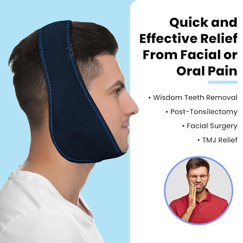 Wisdom Teeth 아이스 팩 헤드 랩 턱 아이스 팩, 얼굴 구강 수술용, TMJ용 핫 콜드 젤 팩 4개, 치아 추출, 편도 절제술 회복 - style: 턱