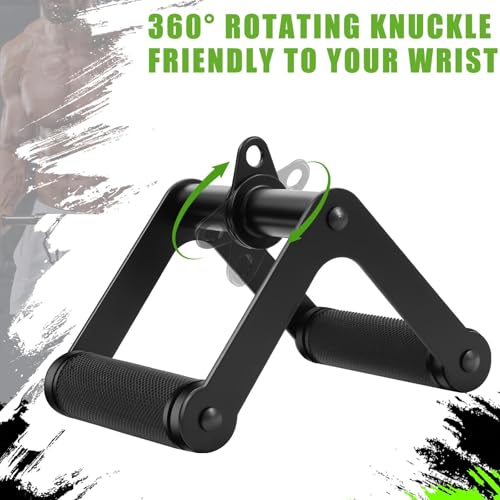 Double D Row Handle LAT Pulldown Attachments, 1.3 Inch Diameter Big Comfort Rubber Grip V Bar Attachmentt for Cable Machine Home Gym Accessory - color: Double D&Tricep Rope