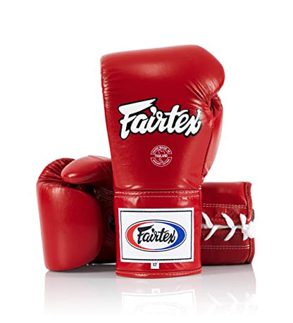 Fairtex BGL6 Handmade Leather Gloves| Optimal fist Closure with a Locked-Thumb Design| Premium Leather |Triple-Layered Foam |Lace-up Closure. Ideal for Boxing, MMA, and Kickboxing. - color: Red, size: 10 oz