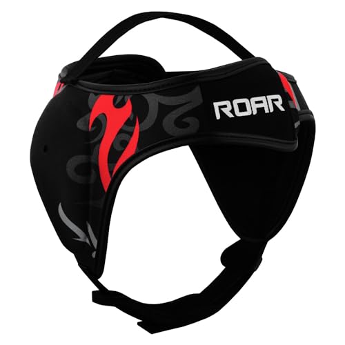 ROAR-INT Wrestling Headgear Men BJJ Ear Guard Protection MMA Grappling Cauliflower Helmet - color: Eagle-Red (Pack-1)