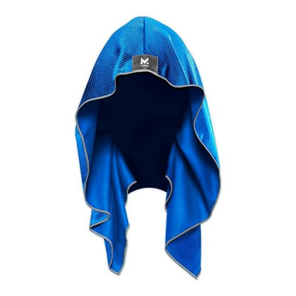 MISSION Cooling Hoodie Towel, Evaporative Cool Technology, Cools Instantly When Wet, UPF 50 Sun Protection, Contours Your Head to Stay in Place, Great for Sports, Fitness, Gym - color: Mission Blue