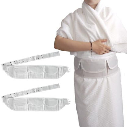 OMEZMART Ihram Belt for Hajj and Umrah - Adjustable Size with Front Pockets and Zippered Compartments (Belt)