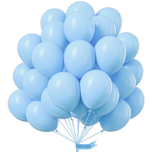 PartyWoo Light Blue Balloons 101pcs Baby Pastel Sky Aqua Blue Color 12 Inch - color: Blue-y4