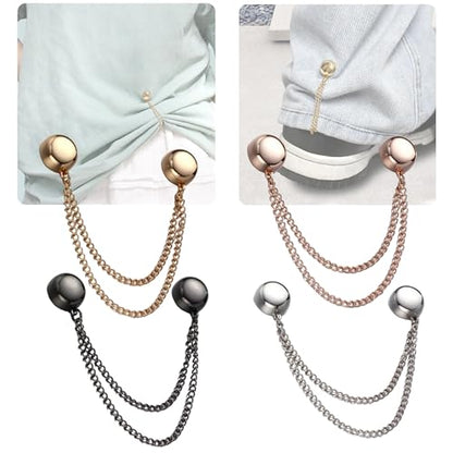 4 Pack Multi-function Magnetic Clothing Clips, Magnetic Strength Buttons Powerful Hijab Magnets Chain Multi-Purpose Pinless Brooch for Cardigan Shawl Clothing Accessories Cuff Hem (Mix) - color: Mix