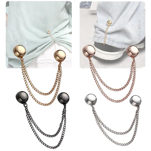 4 Pack Multi-function Magnetic Clothing Clips, Magnetic Strength Buttons Powerful Hijab Magnets Chain Multi-Purpose Pinless Brooch for Cardigan Shawl Clothing Accessories Cuff Hem (Mix) - color: Mix