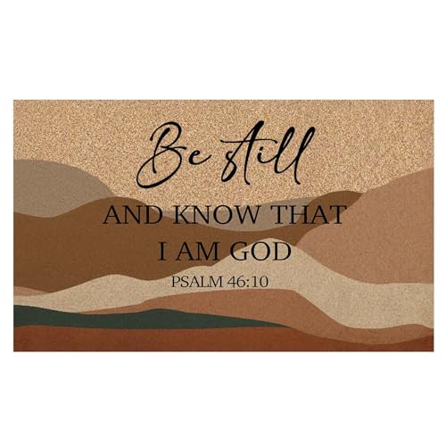 Boho Christian Welcome Door Mat, Bible Verse Be Still and Know that I Am God Decorative Artificial Coco Coir Doormat for Indoor Outdoor Porch Front Door Entrance Outside, 17x30 in - color: Bible 5
