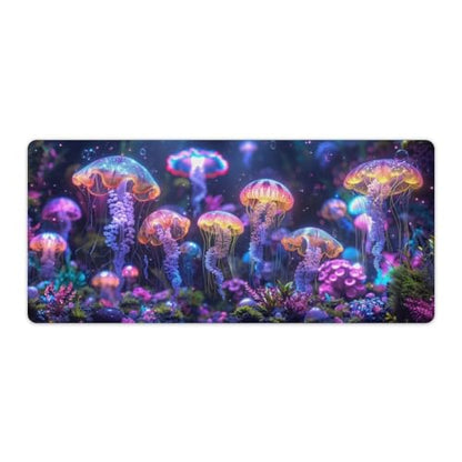 KeKee Colorful Sea Aquarium Neon Jellyfish Octopus Mushrooms Large Mouse Pad Gaming Mousepad Desk Pad for Keyboard and Mouse Mat Non-Slip Base 40x90cm, Style - size: 40x90cm