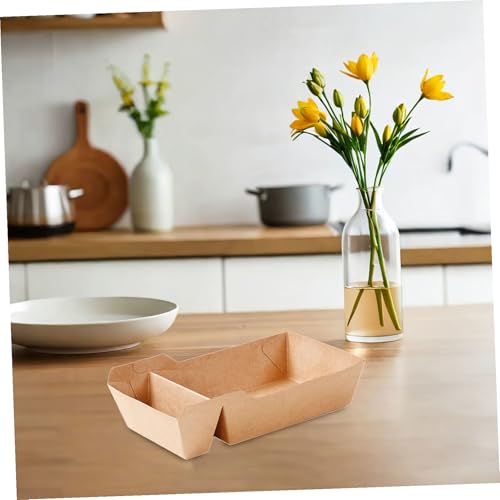 Healifty 50 Pcs Paper Food Serving Tray with Dip Pocket Paper Food Boats Fast Food Holder French Fries Box Party Snack Boat for Tacos Nachos Crawfish