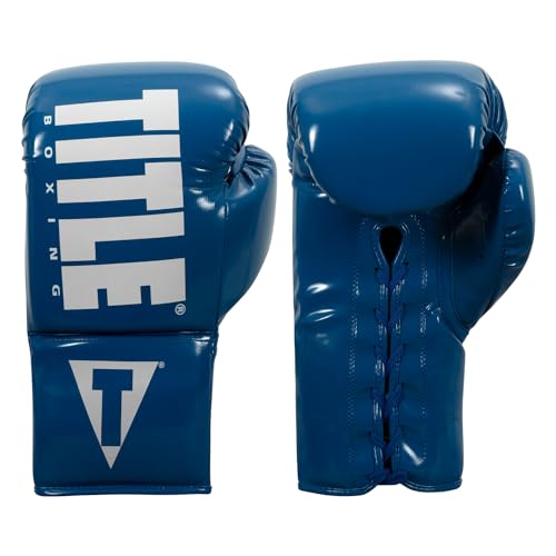 TITLE Boxing Inferno Intensity Lace Training Gloves - MMA, Kickboxing, Punching Bag, Sparring - 14, 16, 18oz - color: Blue/White, size: 16 oz