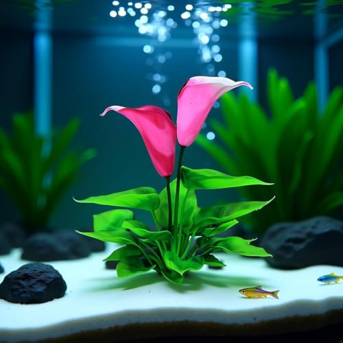 Flower Aquarium Decoration Artificial Aquatic Plant Waterweed Craft Silk Plastic Plants,Artificial Fish Tank Decorations,Used for Household and Office Simulation Hydroponic,Aquarium Accessories