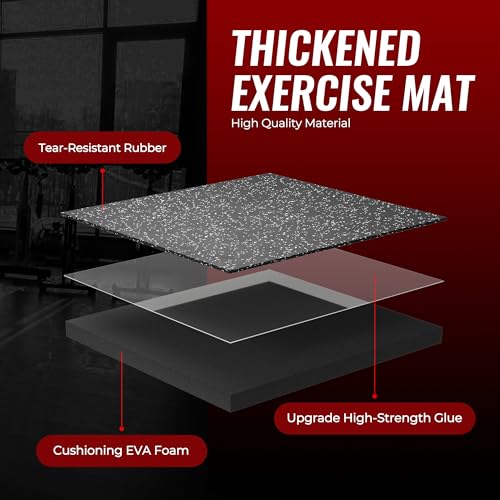 SUPERJARE 0.79'' Extra-Thick Exercise Equipment Mats, 6 Pcs 24 Sq Ft Rubber Top Floor Tiles with High Density EVA Foam, Interlocking Gym Flooring for Home Gym, Protective Workout Mat, Black/Grey - size: 6 Tiles (24 Sq Ft)