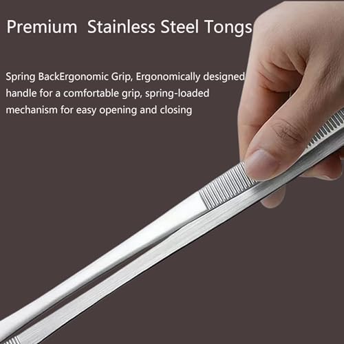 12Inch BBQ Long Forceps Tweezers, Serrated Flat Tips Science Surgical Tongs Jewelers Needle Metal Sewing Sharp Kitchen Cooking Tweezers With Teeth Knurled Handles - color: 2 Parks12in Bbq Tongs W/Hook