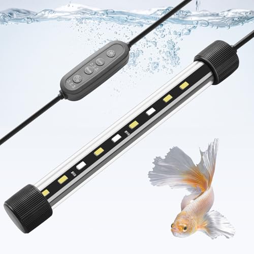 Dirvin LED Fish Tank Light with Timer, 24/7 Mode & 3 Color Aquarium Light | Submersible Adjustable Brightness, IP68 Waterproof, Sunrise-Daylight-Moonlight, Auto On/Off for fresh and salt water, 4W - size: 7in
