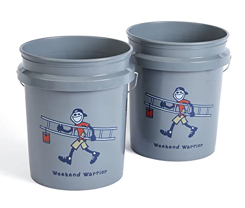 Life is Good Jake's Weekend Warrior 5 Gallon Bucket, 2 Pack, BPA-Free | Heavy-duty plastic buckets with comfortable handles for gardening, storage, cleaning, and home improvement projects. - size: Jake's Weekend Warrior
