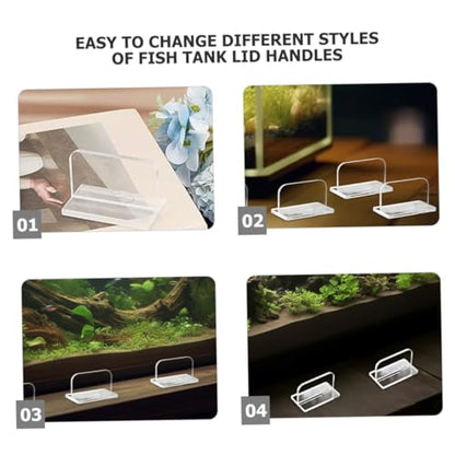 ULTECHNOVO 6pcs Self-Adhesive Acrylic Fish Tank Lid Grip Handles for Easy Aquarium Cover Accessory Fish Tank Parts for Convenient Use and Safe Support