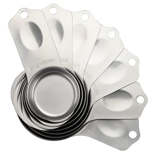 Stainless Steel Measuring Cups Set of 7 Stackable Heavy Duty Measuring Cups for Dry and Liquid Ingredients - color: Silver