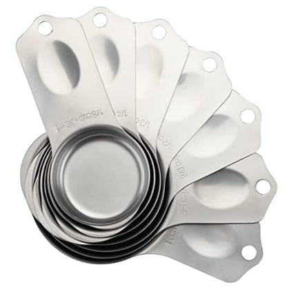 Stainless Steel Measuring Cups Set of 7 Stackable Heavy Duty Measuring Cups for Dry and Liquid Ingredients - color: Silver