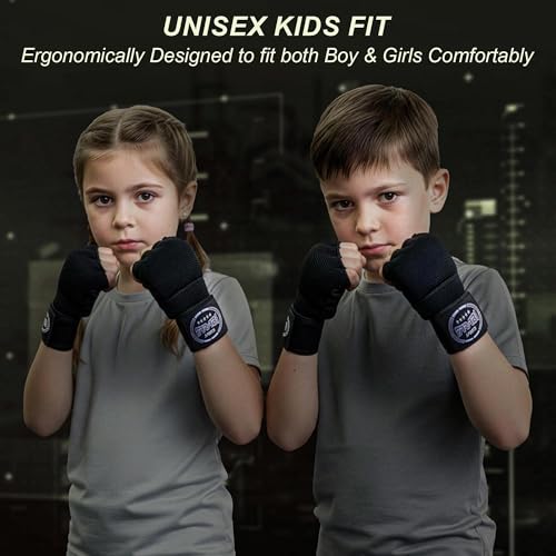 FARABI Kids Hybrid Boxing Inner Gloves Punching Boxing Gloves - color: All Black