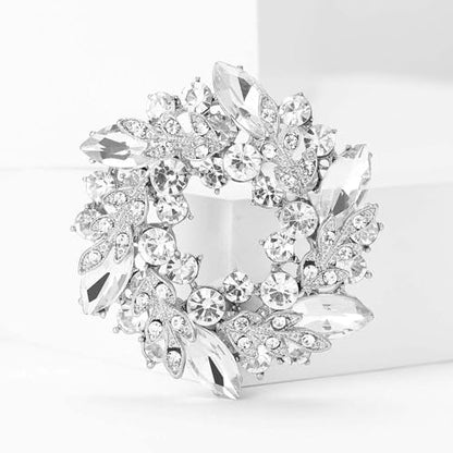 Ezing 4 Pieces Lot Large Big Silver Gold Plated Assorted Crystal Rhinestones Brooch Pins Set - color: F