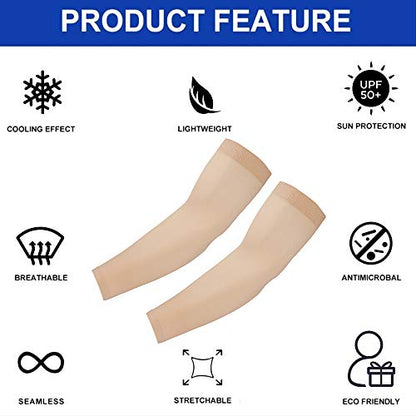 Arm Sleeves for Women Men Hand Cover Cooling Compression Arm Sleeve Tattoo Cover Up Sleeves to Cover Arm Warmers - color: Nude